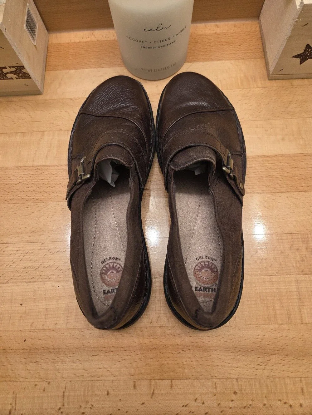 Earth Spirit Gelron Brown Leather Comfort Slip-On Loafer Womens Size 11